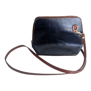 Vere Pelle, Genuine Leather Made in Italy Handcrafted Small Crossbody Purse Navy